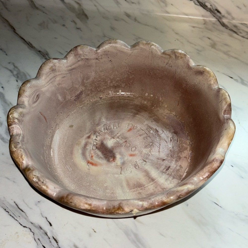 Comanche pottery East number 100 earth swirl art pottery bowl decor